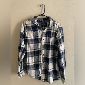 American Eagle men’s prep for flannel size medium - blue and white plaid